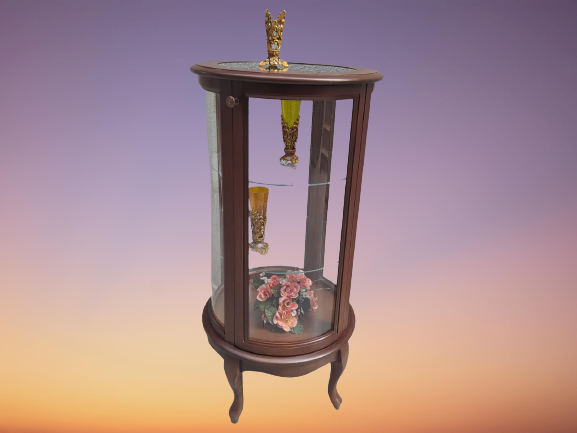 Gümüşlük vitrin 17438 Yuvarlak 120 MODEL Parlak Ceviz Kayın Aslan