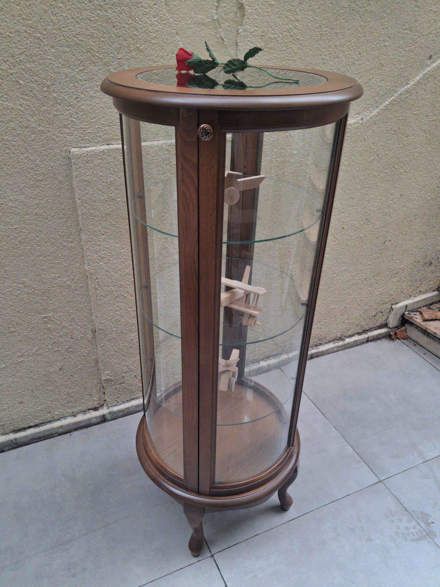 Gümüşlük vitrin 17438 Yuvarlak 120 MODEL Parlak Ceviz Kayın Aslan