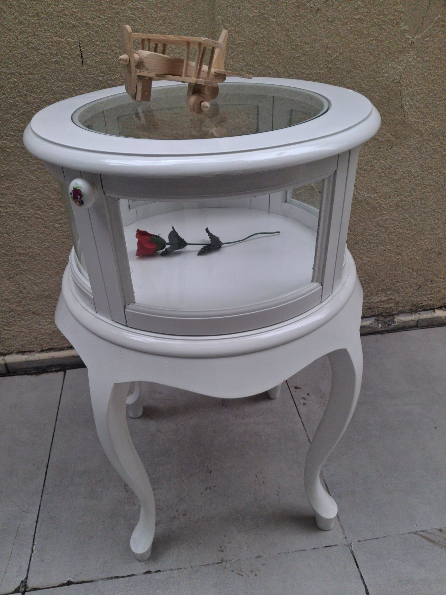 Gümüşlük vitrin 18220 Yuvarlak MODEL Leylek Bacak Parlak Beyaz Ka