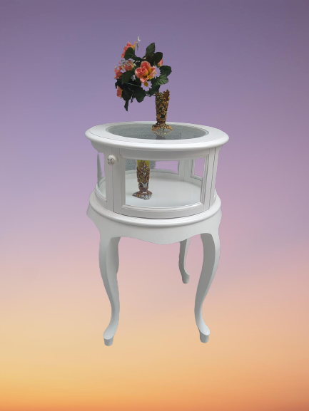 Gümüşlük vitrin 18220 Yuvarlak MODEL Leylek Bacak Parlak Beyaz Ka