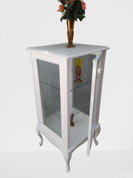 Gümüşlük vitrin 18491 ST KARE Model 98 cm Parlak Beyaz Boya Kayın