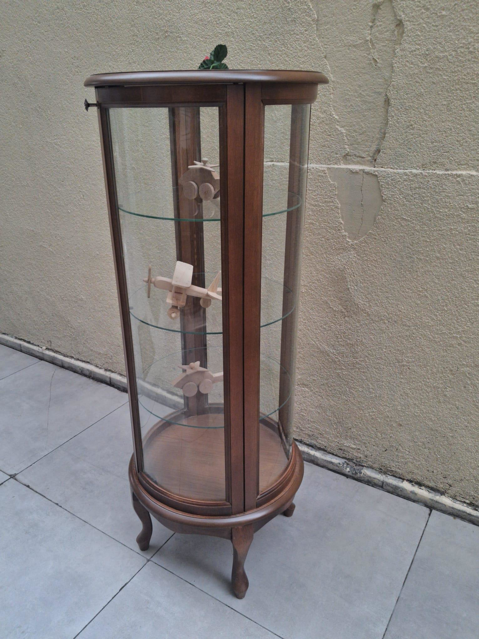 Gümüşlük vitrin 19411 Yuvarlak MODEL Parlak ceviz 120 Kayın Aslan