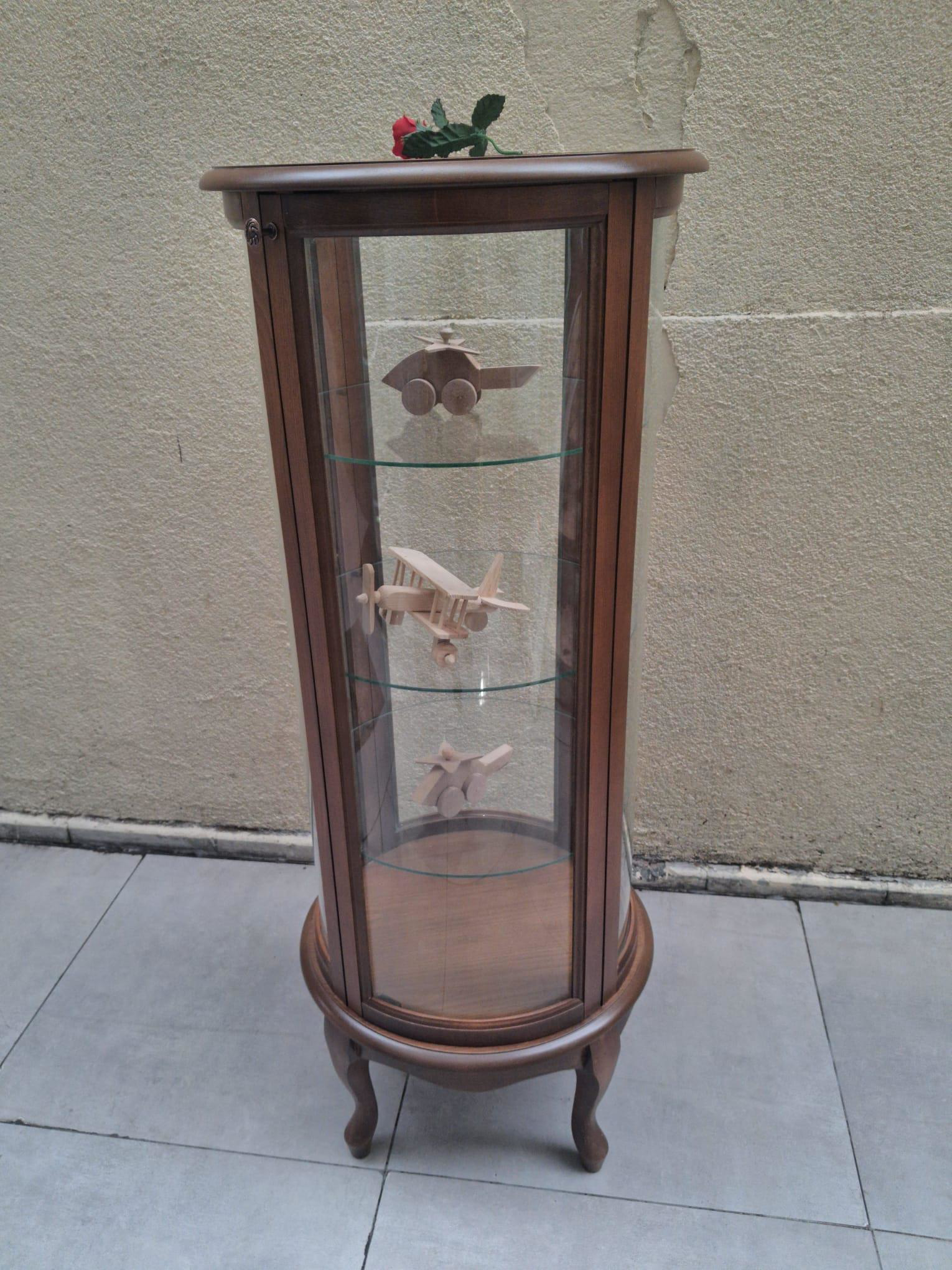 Gümüşlük vitrin 19411 Yuvarlak MODEL Parlak ceviz 120 Kayın Aslan