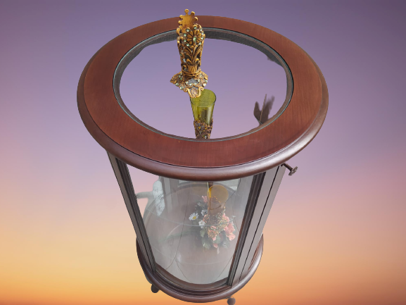 Gümüşlük vitrin 19411 Yuvarlak MODEL Parlak ceviz 120 Kayın Aslan