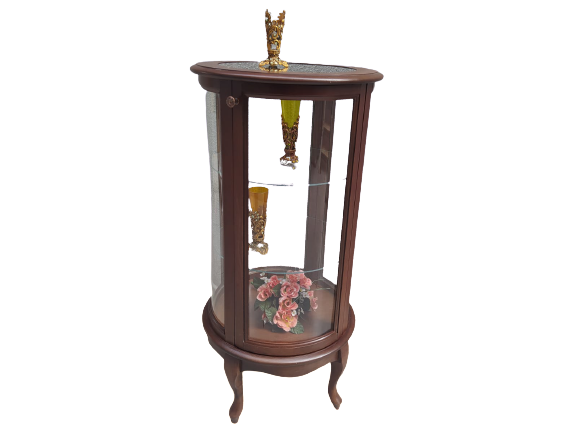 Gümüşlük vitrin 19411 Yuvarlak MODEL Parlak ceviz 120 Kayın Aslan