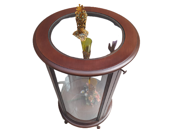 Gümüşlük vitrin 19411 Yuvarlak MODEL Parlak ceviz 120 Kayın Aslan