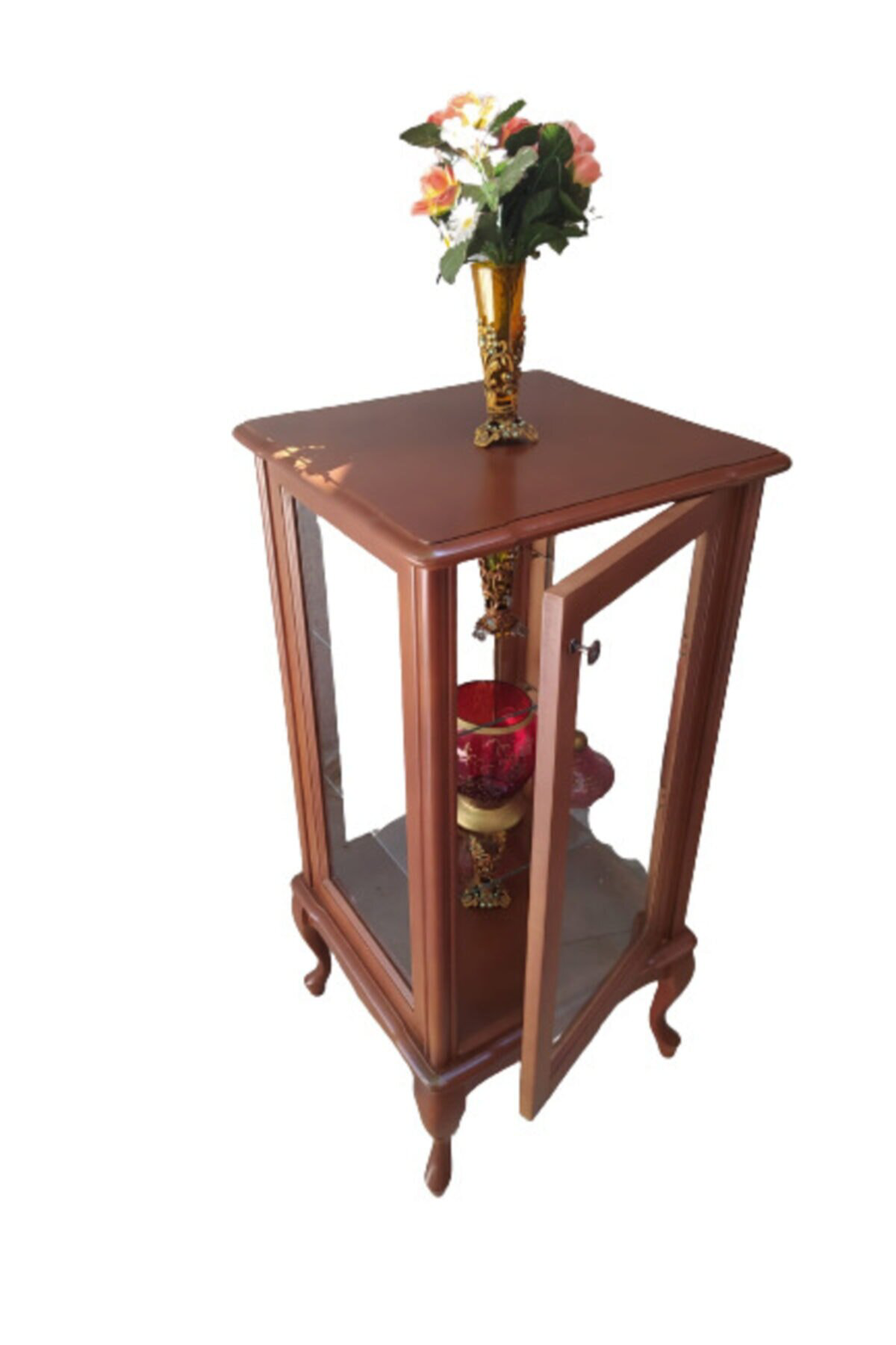 Gümüşlük vitrin 19737 KARE Model 120 Parlak Ceviz Kayın Lükens As