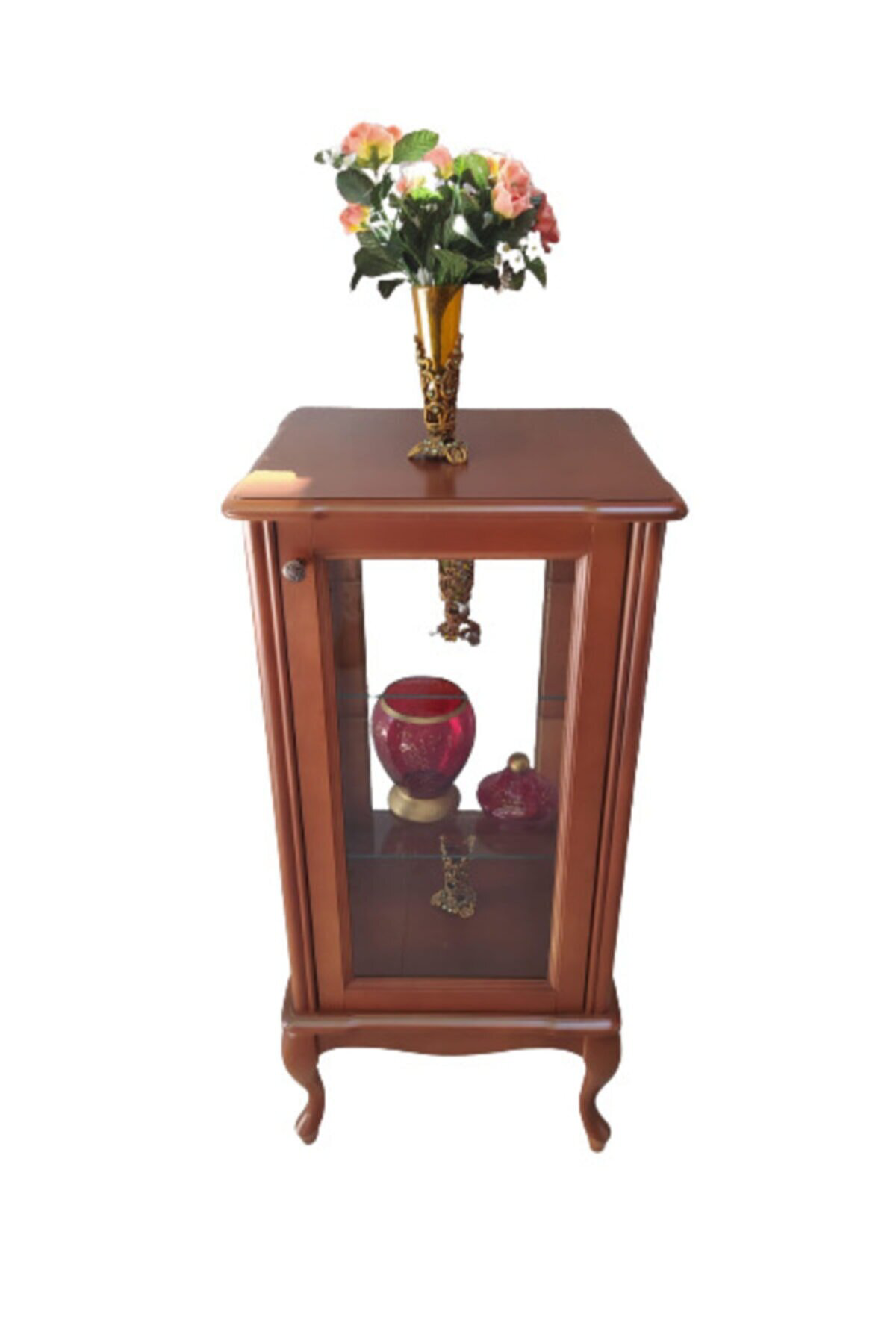 Gümüşlük vitrin 19737 KARE Model 120 Parlak Ceviz Kayın Lükens As