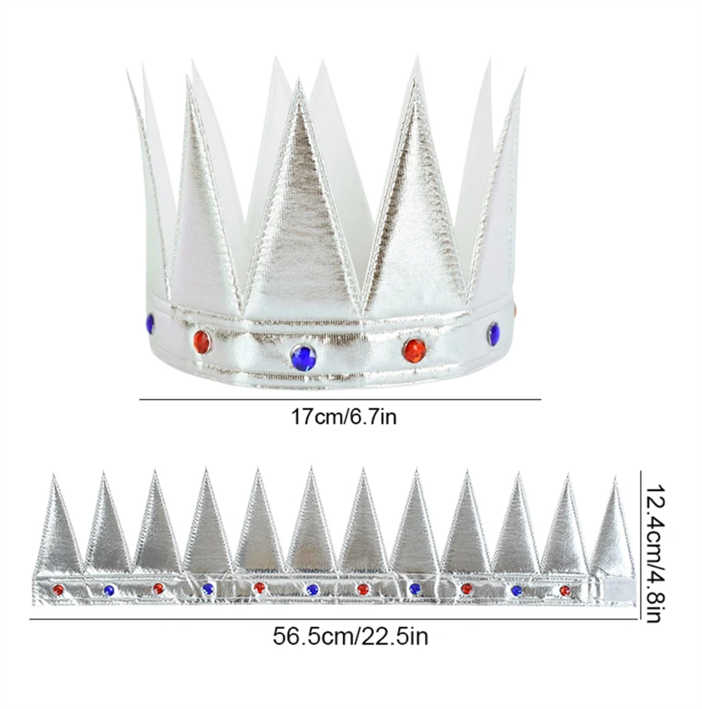 GümüşRenkEvaYumuşakKralKraliyetTacıYetişkinÇocukUyumlu55cm