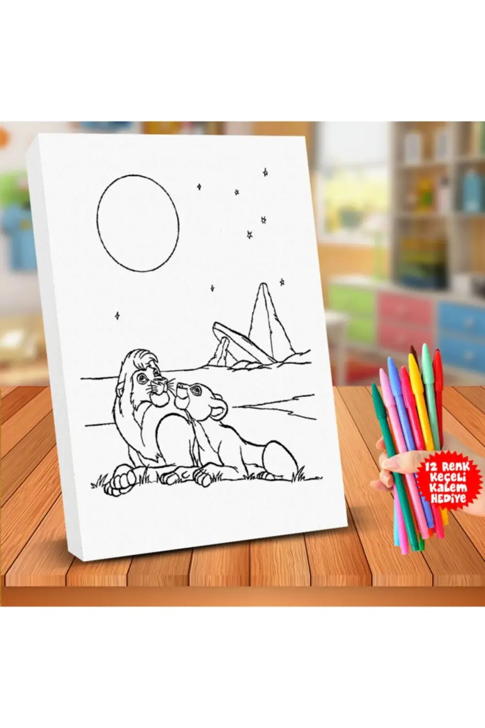 Gün Batımında Mufasa Nala 25x35cm Çocuk Boyama Tablosu-850