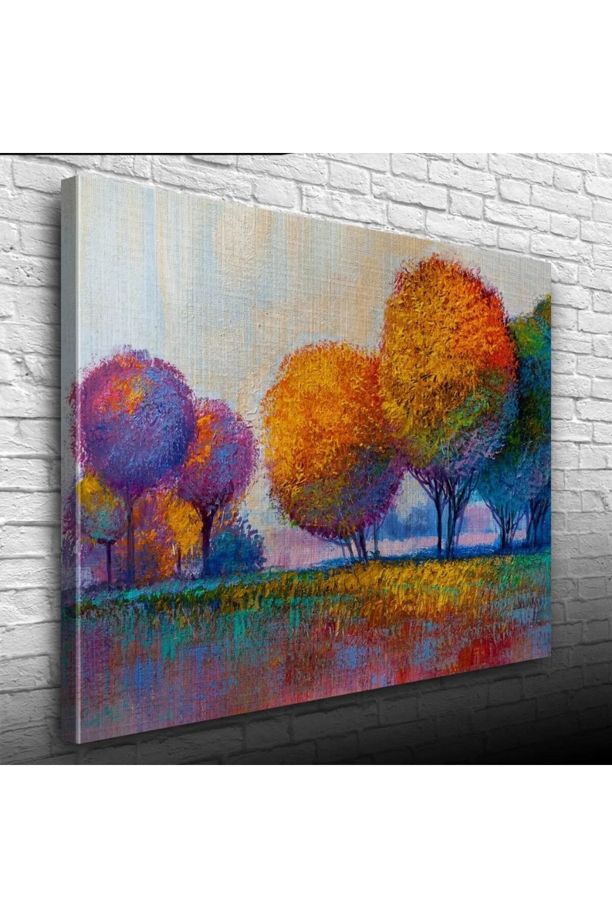 Günbatımı Sazlıklar ve Ağaçlar Yağlıboya Kanvas Tablo 50 x 70
