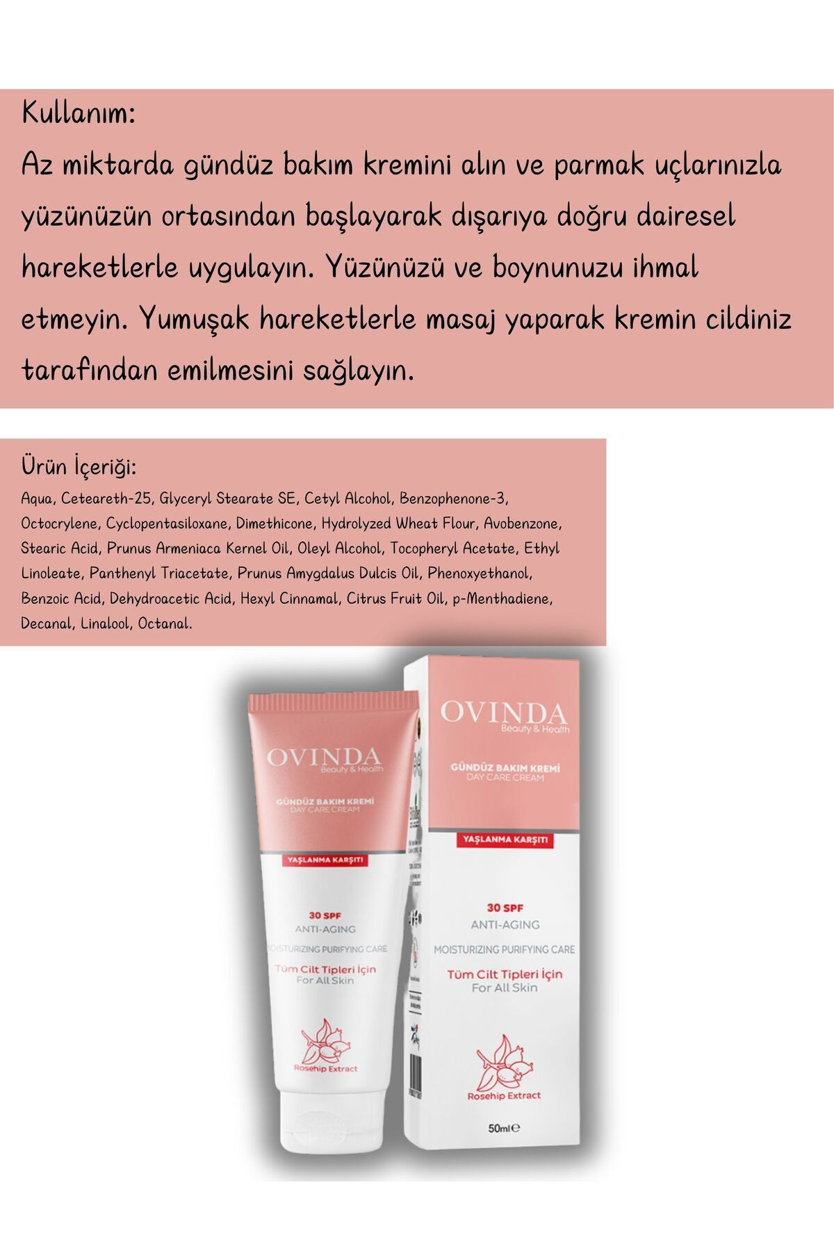 Ovinda Gündüz Bakım Kremi Spf30 Güneş Koruyucu - Leke, Yaşlanma & Kırışı