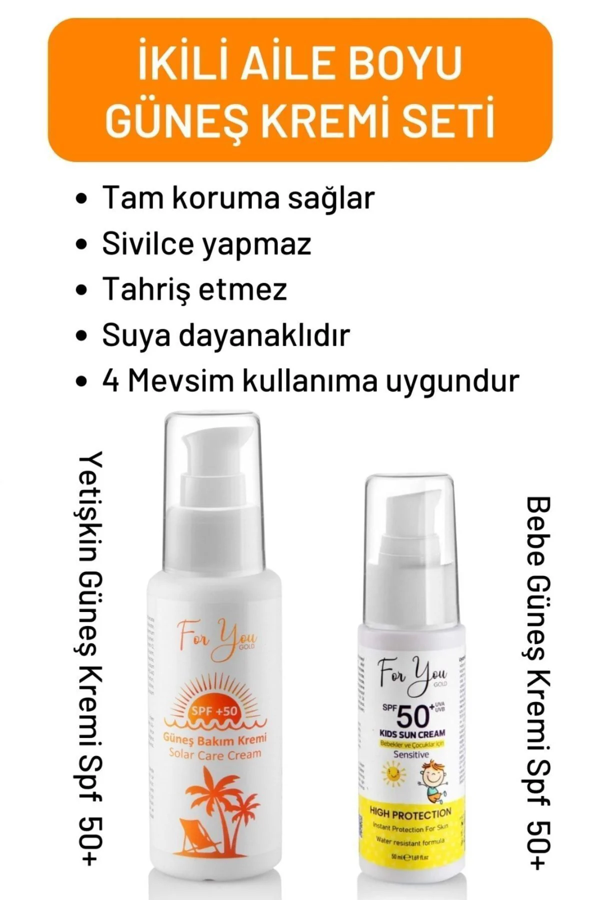 Güneş Aile Set |orijinal Boy Yetişkin Ve Çocuk Güneş Kremi Koruyu