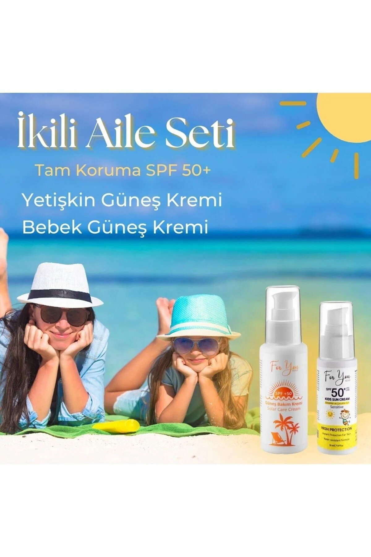 Güneş Aile Set |orijinal Boy Yetişkin Ve Çocuk Güneş Kremi Koruyu