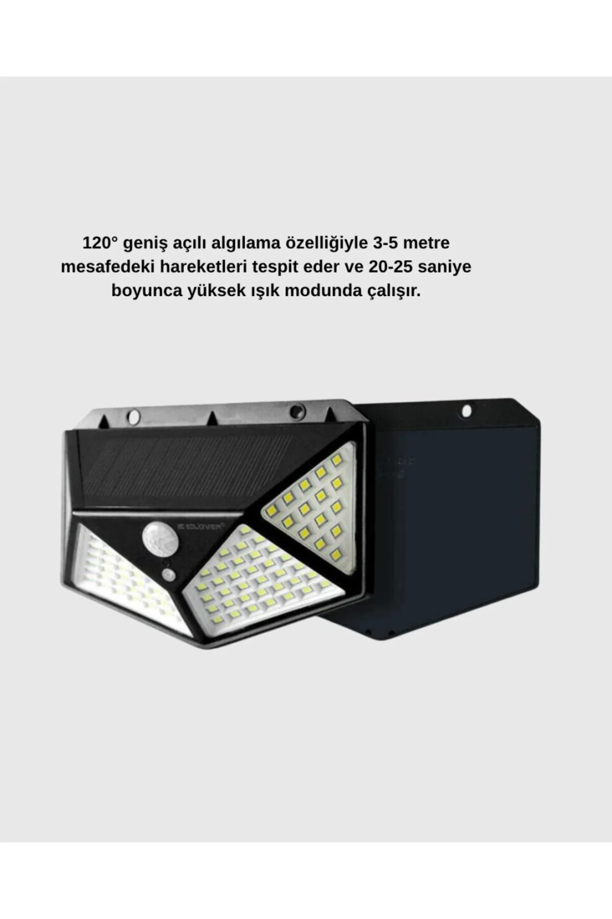 Güneş Enerjili 100 Led Dış Mekan Lamba – Hareket Sensörlü, 2200mah Bataryalı Solar Aydınlatma