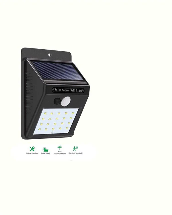 Güneş Enerjili Akıllı Duvar Lambası - PIR Sensörlü Dış Mekân Aydınlatma
