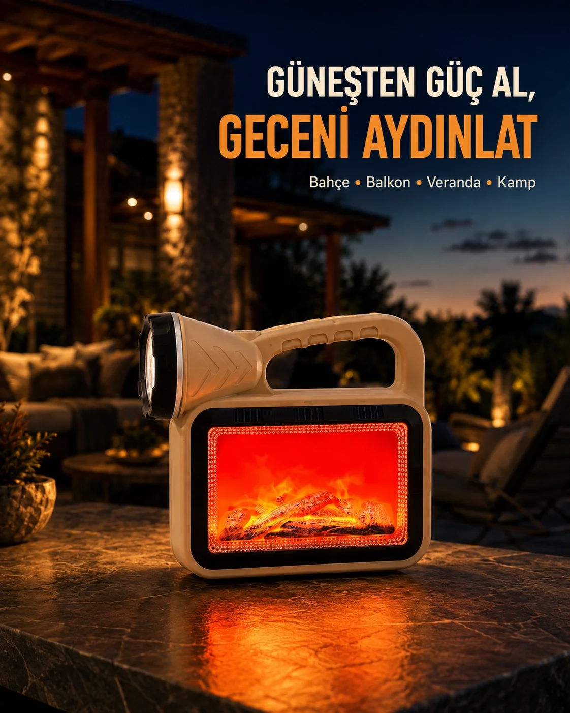 Güneş Enerjili Alev Efektli Lamba COB Led Su Geçirmez Çok Fonksiyonlu Fiyatı, Yorumları ve Özellikleri