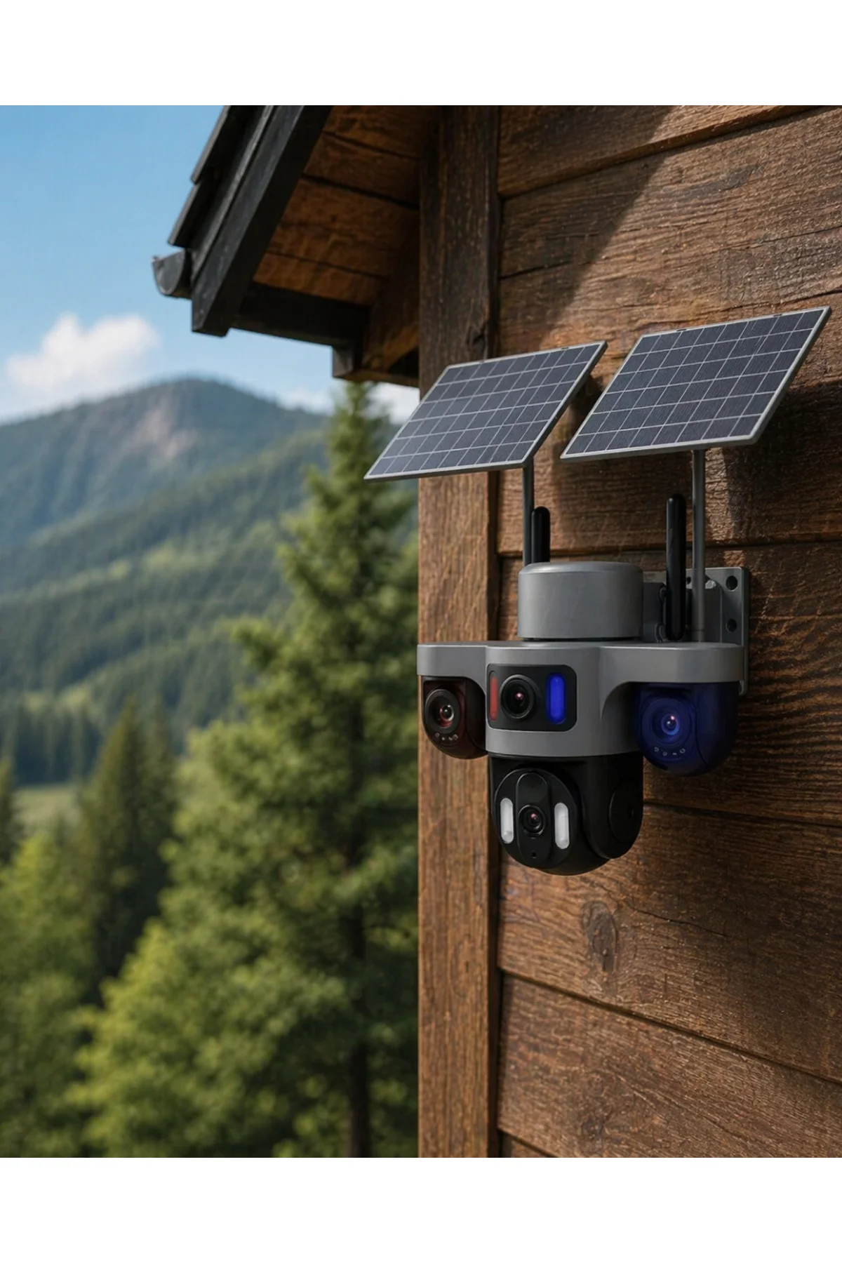 Güneş Enerjili Arıcı Kamerası 4G SIM Kartlı 9MP 3 Lens Yayla Güve