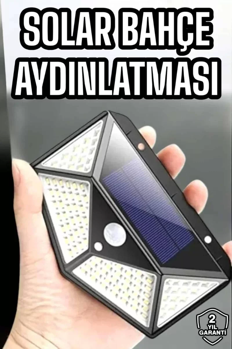 Güneş Enerjili Bahçe Aydınlatma Lambası Solar 100 Led Lamba - Lisinya