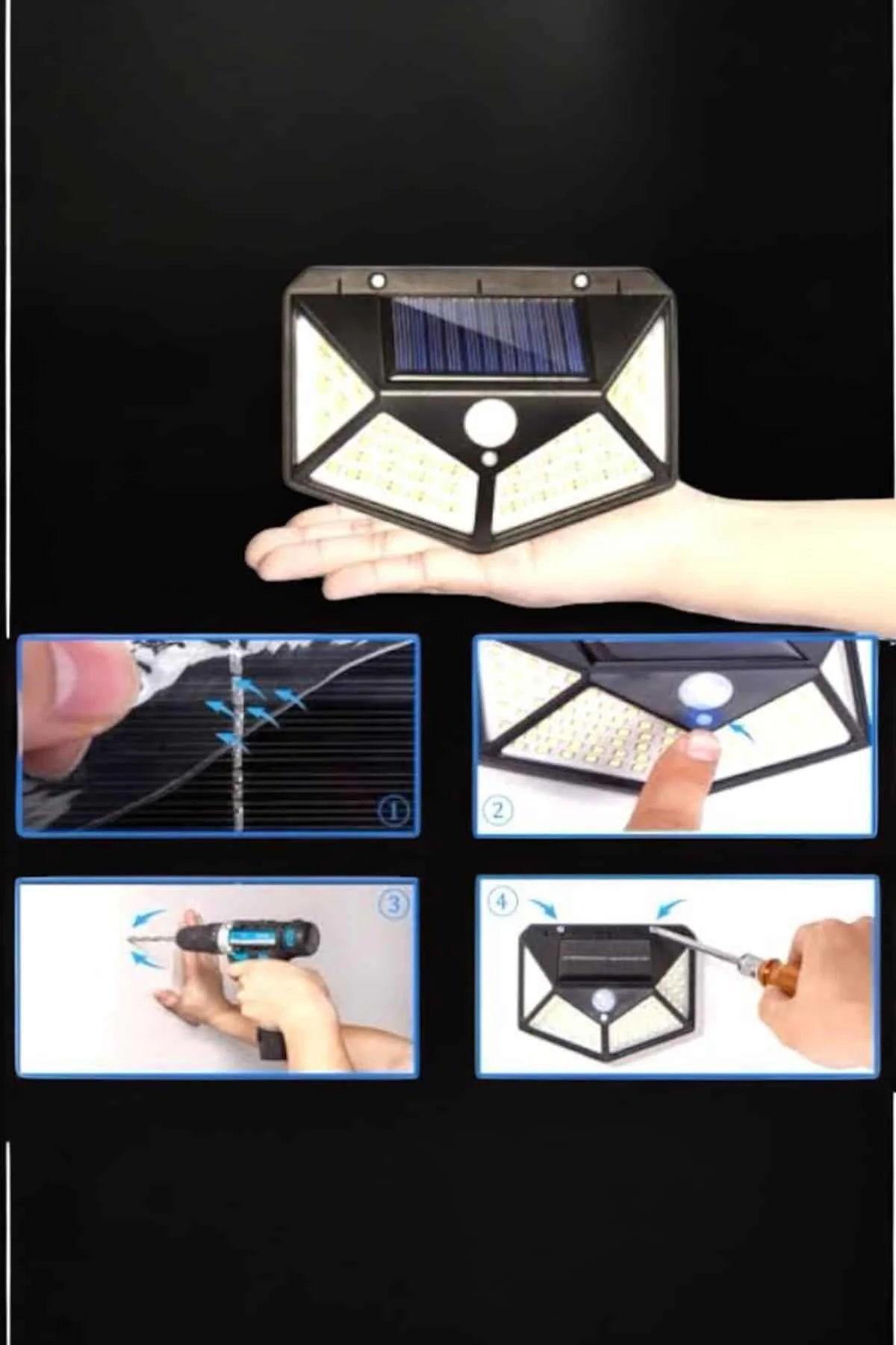 Güneş Enerjili Bahçe Aydınlatma Lambası Solar 100 Led Lamba Fiyatı, Yorumları ve Özellikleri