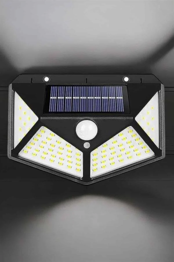 Güneş Enerjili Bahçe Aydınlatma Lambası 100 LED - Hareket Sensörlü Dış Mekan Işığı