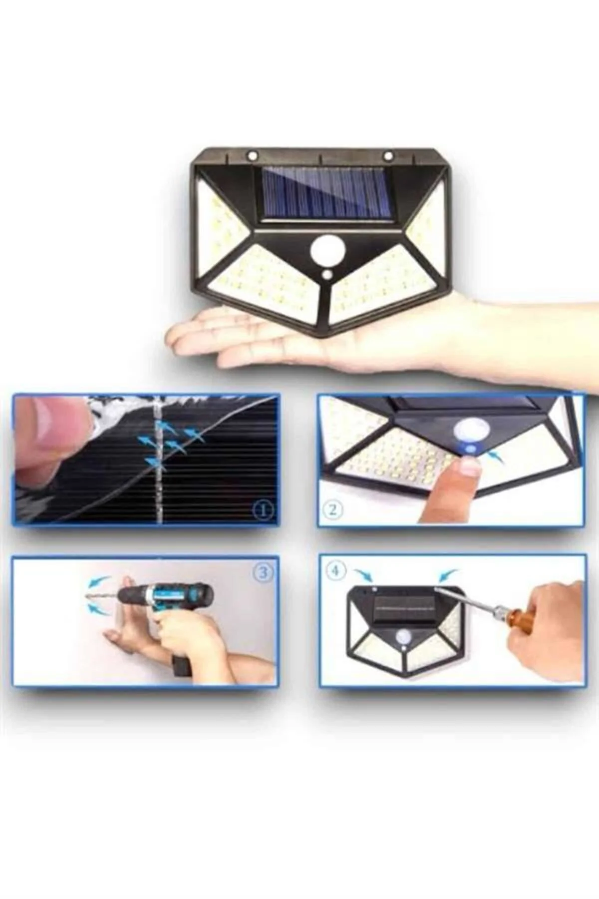 Güneş Enerjili Bahçe Lambası 100 Led Bahçe Lambası Bahçe Aydınlat