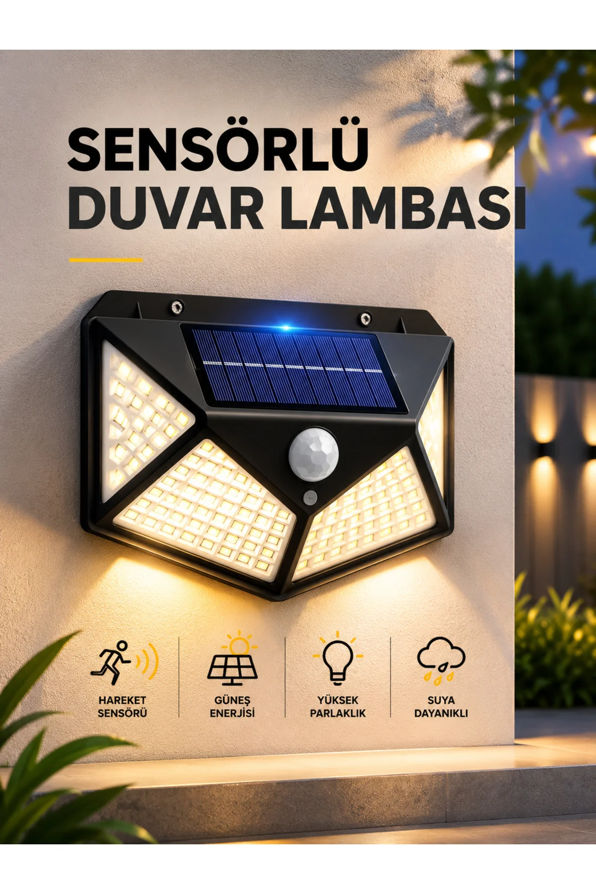 Güneş Enerjili Bahçe Lambası 100 Led Bahçe Lambası Bahçe Aydınlat