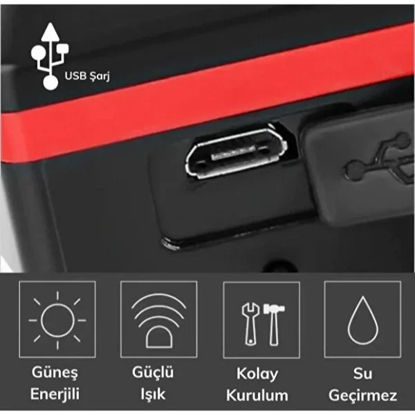 Güneş Enerjili Bisiklet Işıklı Korna Güneş Enerjili Bisiklet Işıklı Korna