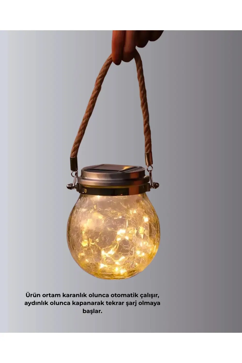 Güneş Enerjili Cam Sarkıt Bahçe Balkon Teras Aydınlatma 30 LED