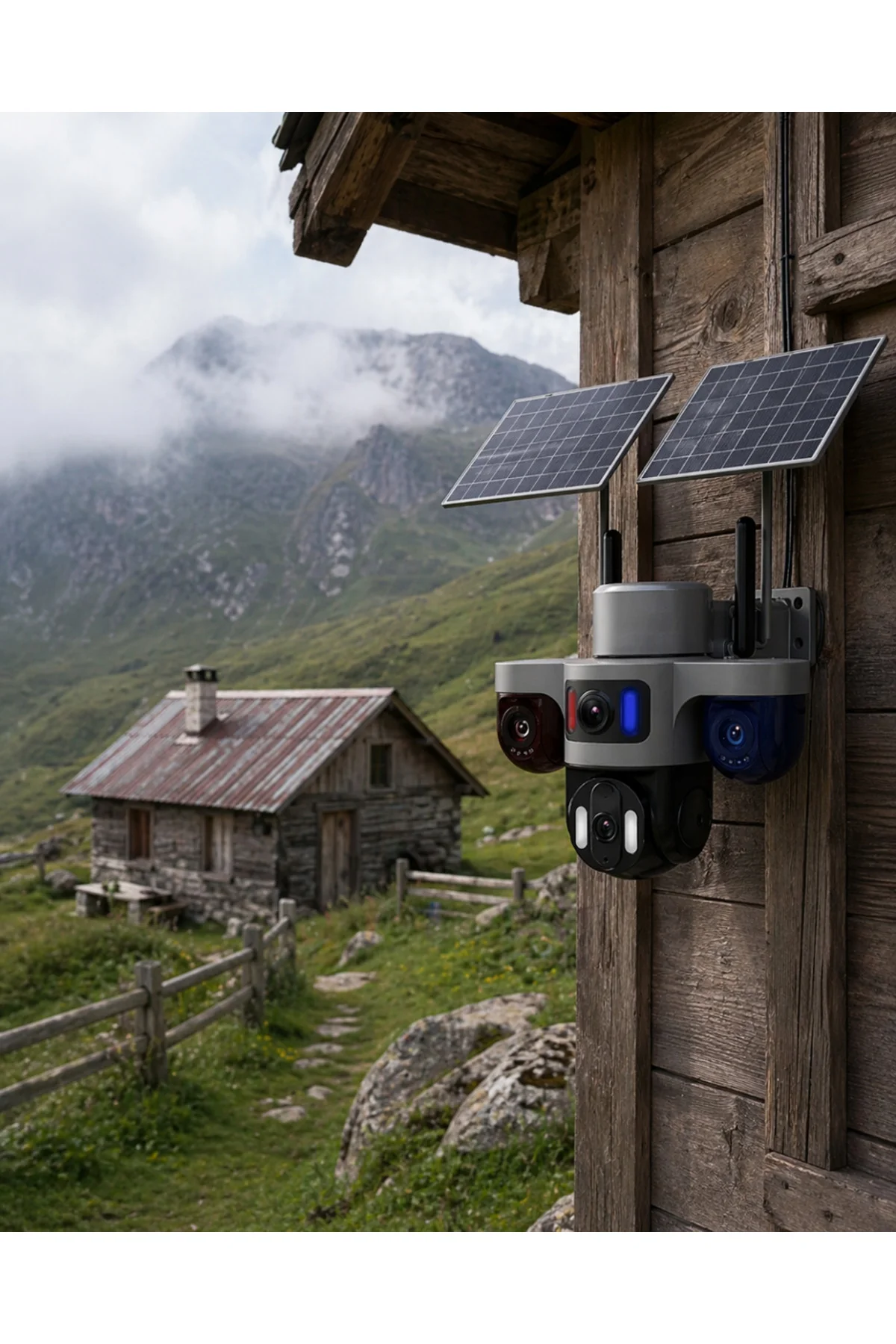 Güneş Enerjili Çiftlik Kamerası 3 Lensli 9MP Solar Kamera 2 Yıl G