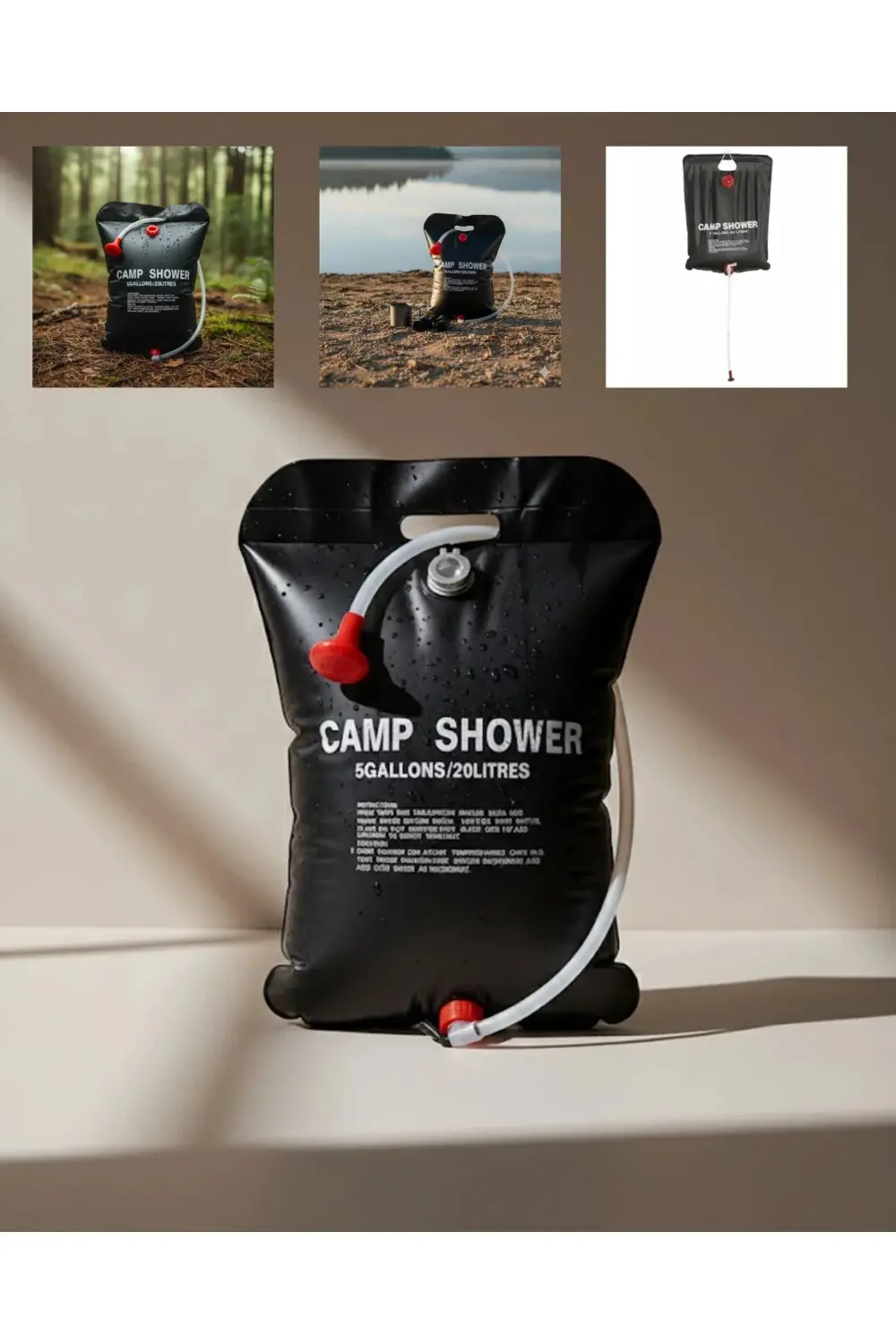 Güneş Enerjili Dış Mekan Duşu 20 Litre Dayanıklı Pvc Kamp Duş Sis