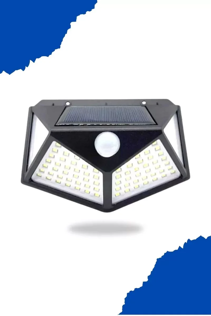Güneş Enerjili Duvar Lambası 100 LED PIR Sensörlü - Otomatik Aydınlatma