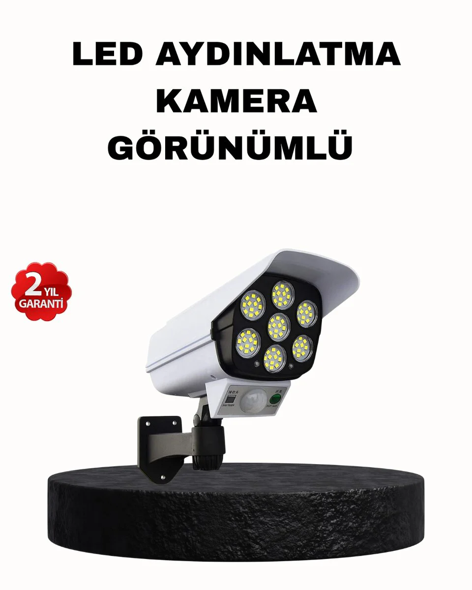 Güneş Enerjili Güvenlik Işığı 5 Eksen Ayarlı ve PIR Hareket Sensörlü - Otomatik Dış Mekan Aydınlatması