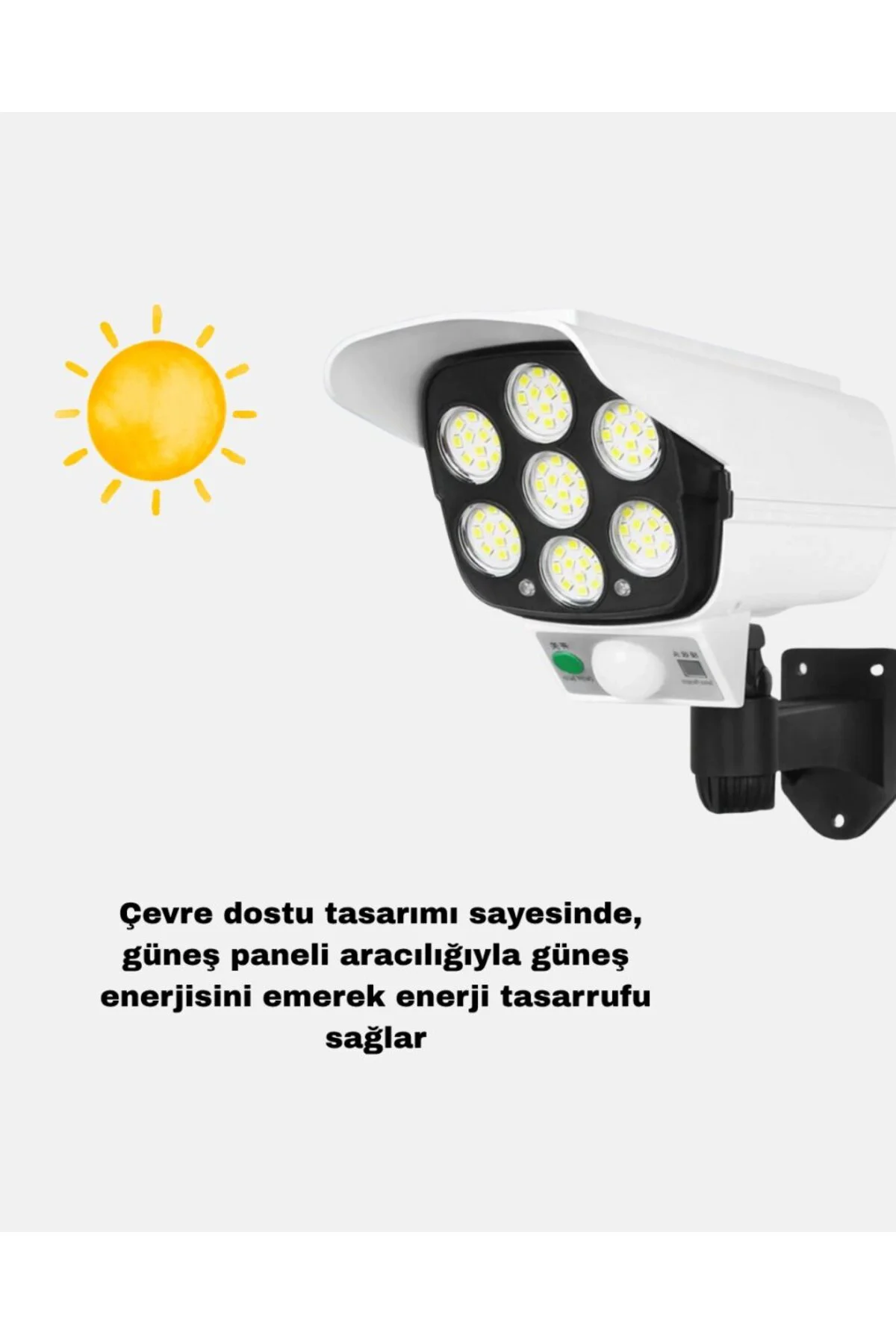 Güneş Enerjili Güvenlik Işığı Dış Mekan 5 Eksen Ayarlı Ve Pır Hareket Sensörlü