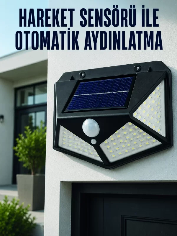 Güneş Enerjili Hareket Sensörlü Duvar Lambası - Otomatik LED Aydınlatma Dış Mekan İçin