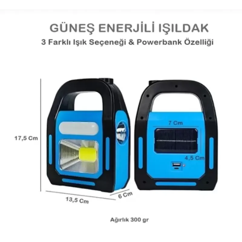 Güneş Enerjili Kamp Lambası Powerbank Özellikli