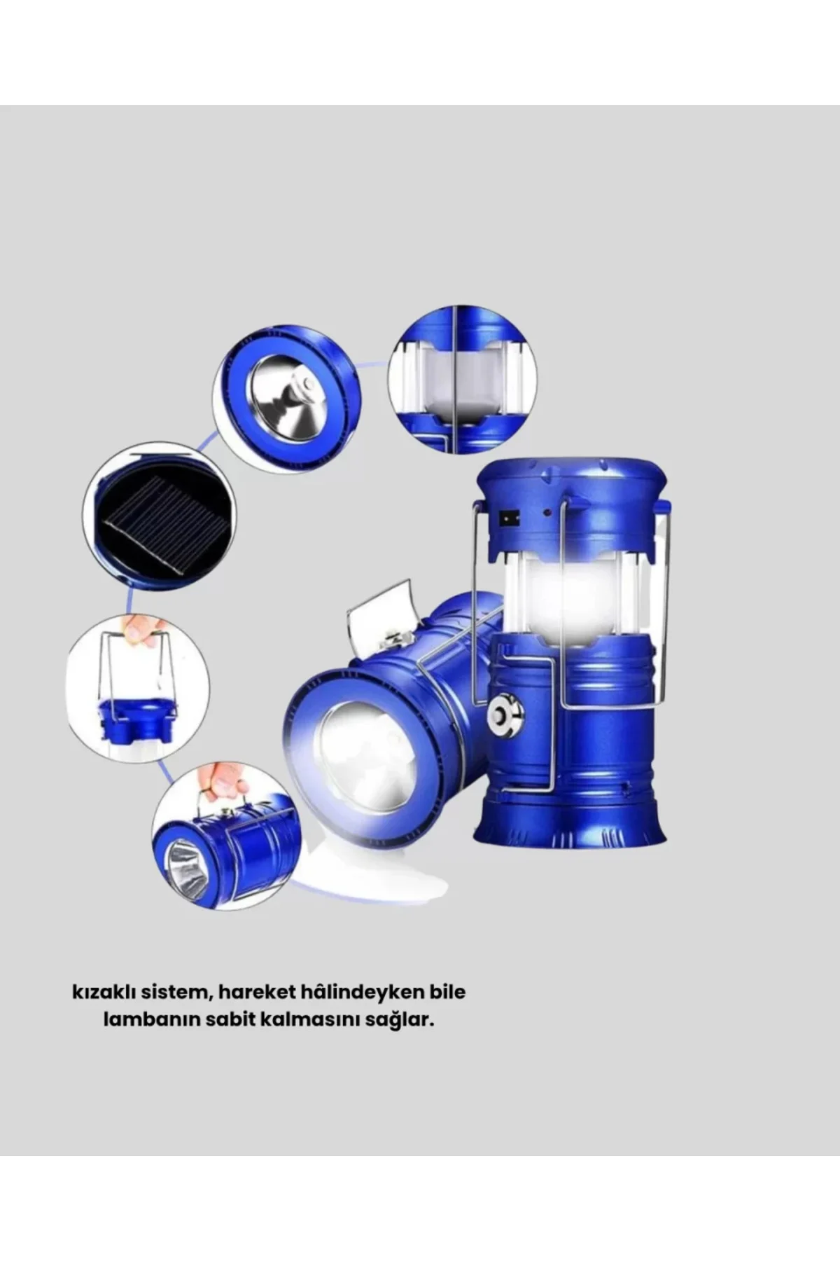 Güneş Enerjili Kamp Lambası Şarjlı Taşınabilir Kompakt Açık Hava 