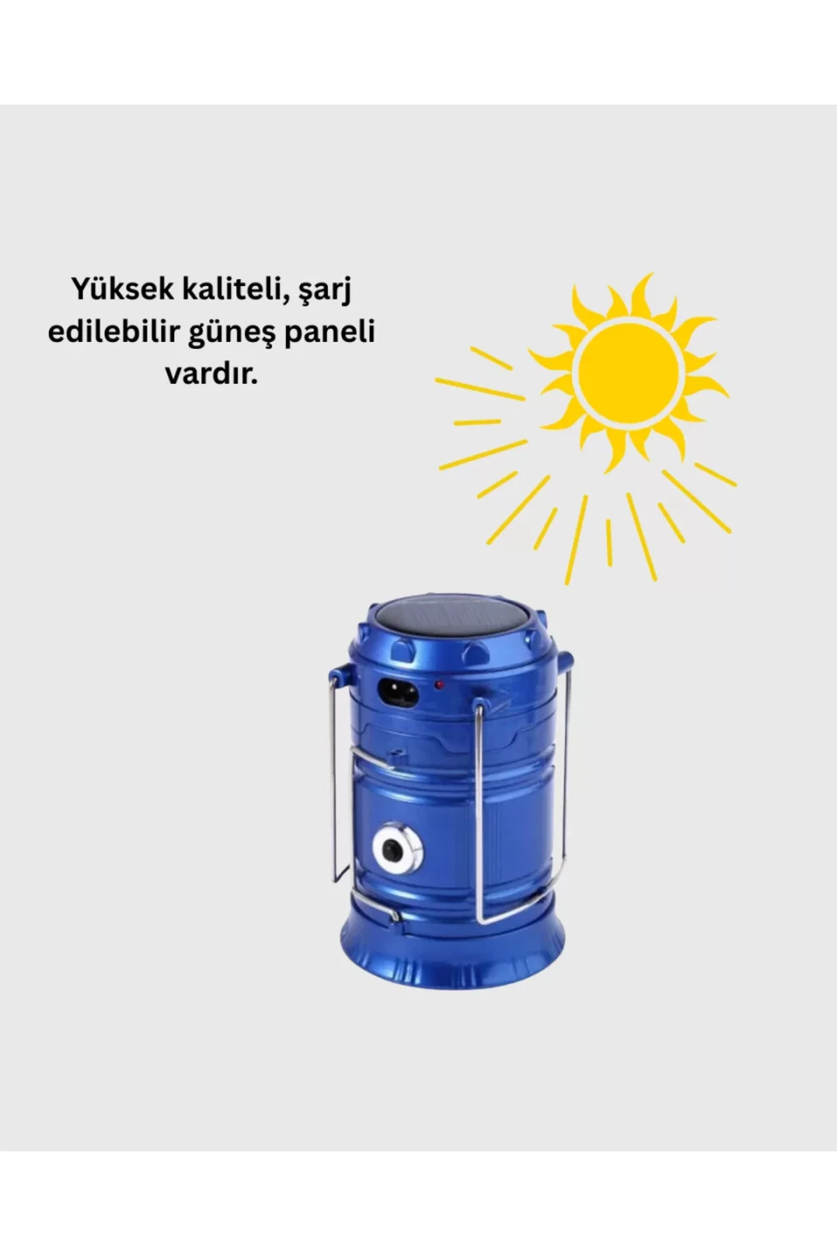 Güneş Enerjili Katlanabilir Kızaklı Kamp Feneri – USB Şarjlı, Çok