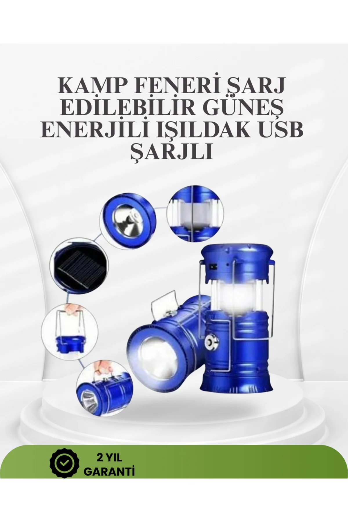Güneş Enerjili Katlanabilir Kızaklı Kamp Feneri – USB Şarjlı, Çok