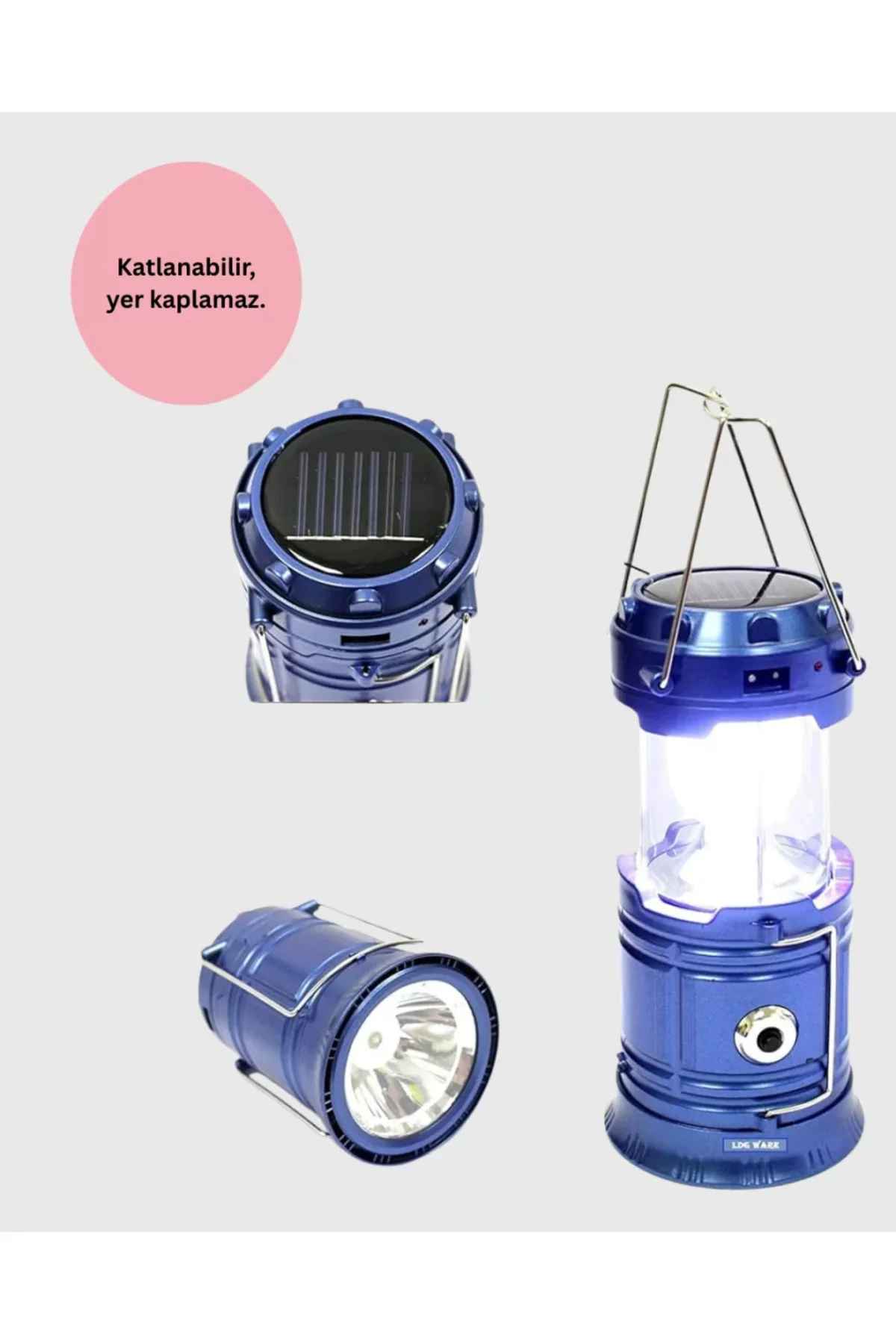 Güneş Enerjili Katlanabilir Kamp Feneri – USB Şarjlı, Hafif ve Ço