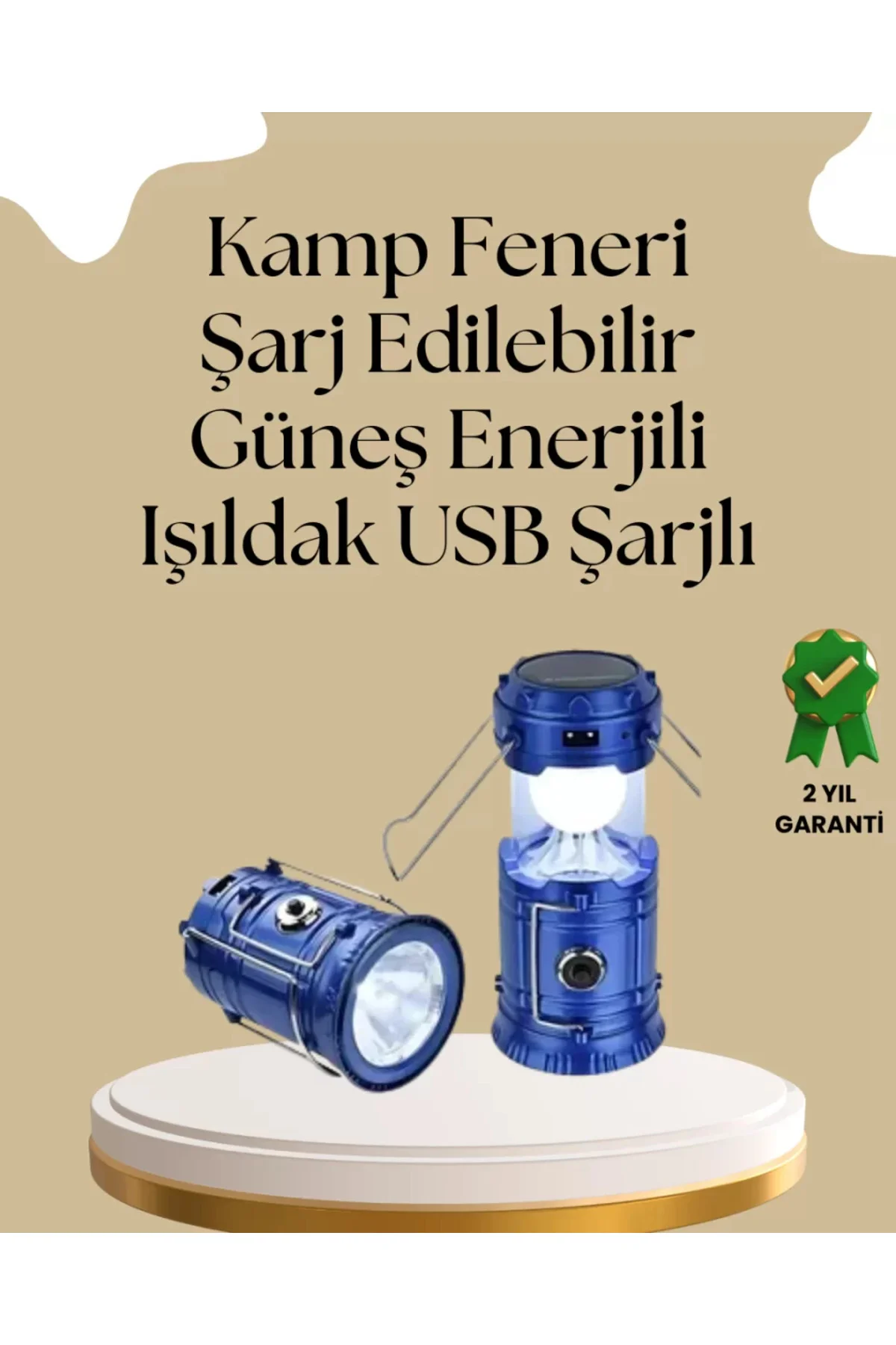Güneş Enerjili Katlanabilir Kamp Feneri – USB Şarjlı, Hafif ve Ço