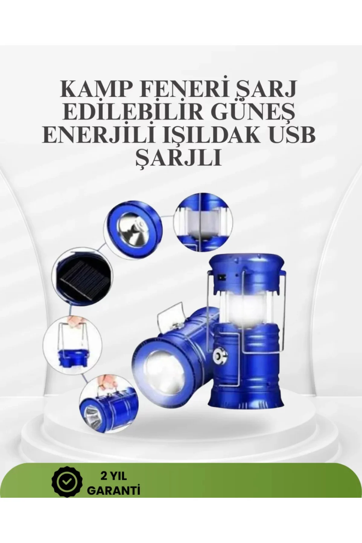 Güneş Enerjili Katlanabilir Kızaklı Kamp Feneri – USB Şarjlı, Çok