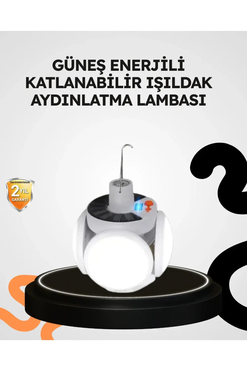 Güneş Enerjili Katlanabilir 5 Kanatlı Solar Bahçe Lambası
