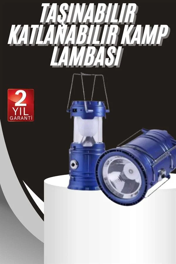 Güneş Enerjili Kızaklı Kamp Feneri – Şarjsız Kullanım İçin Parlak Led Işıldak