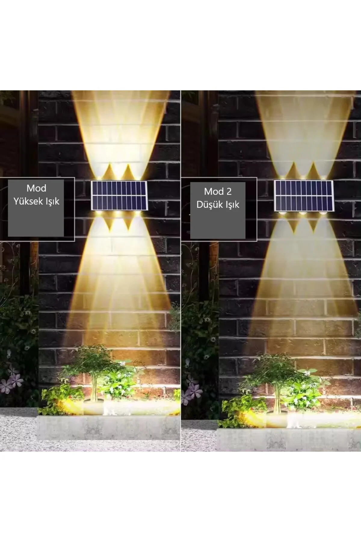 Güneş Enerjili Led Aplik CT-8010 - Solar Enerjili Bahçe Aydınlatm