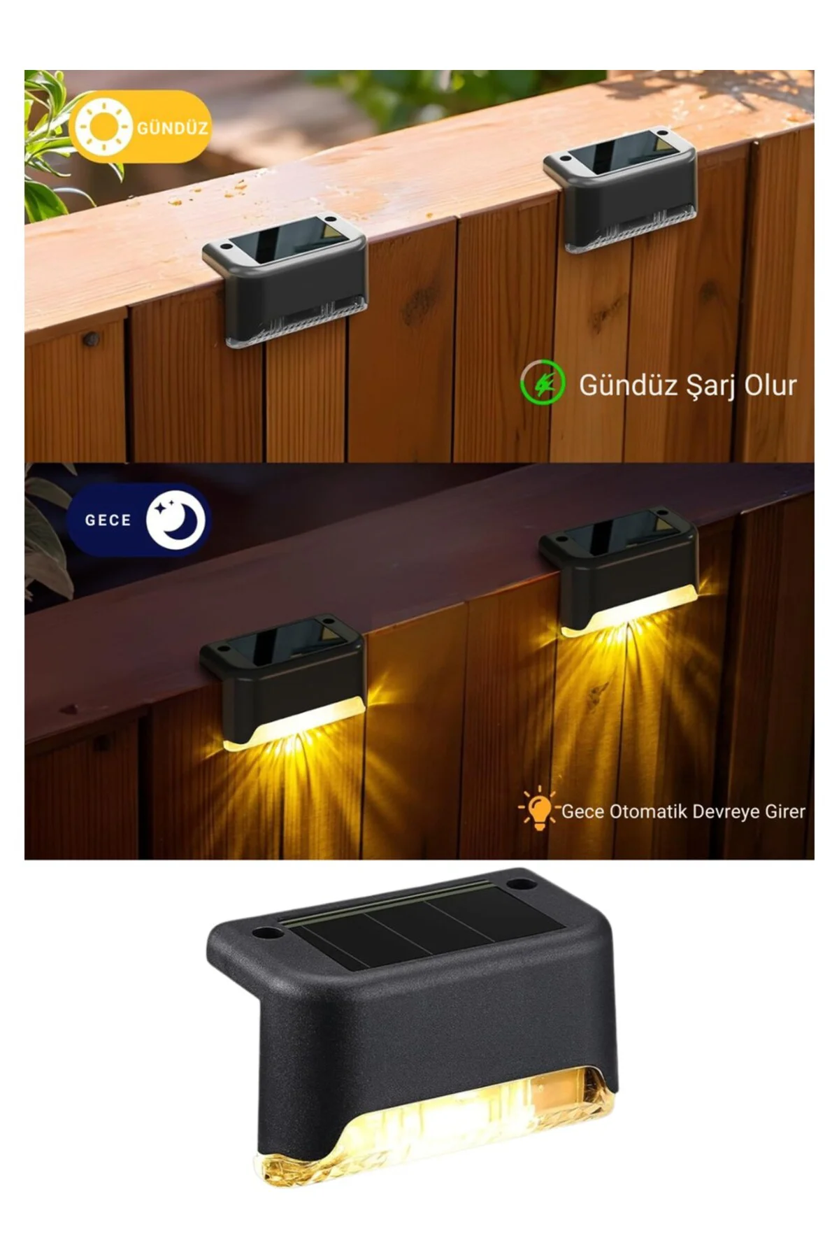 Güneş Enerjili LED Duvar Apliği Sensörlü Bahçe Balkon Merdiven Iş