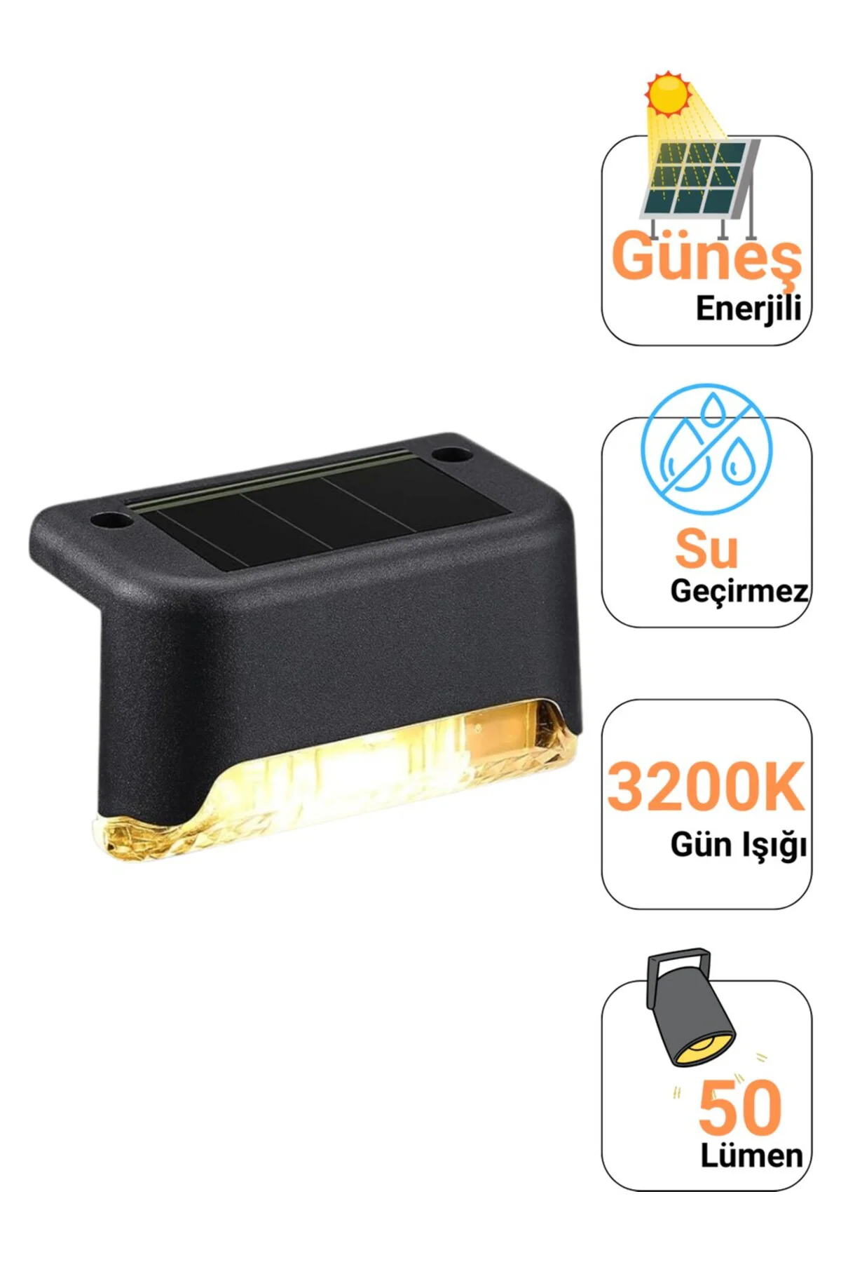 Güneş Enerjili LED Duvar Apliği Sensörlü Bahçe Balkon Merdiven Iş