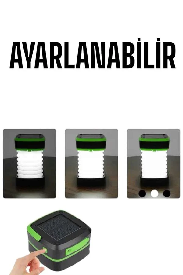 Güneş Enerjili LED Kamp Lambası - Katlanabilir, USB Şarjlı, Dokunmatik Kontrol