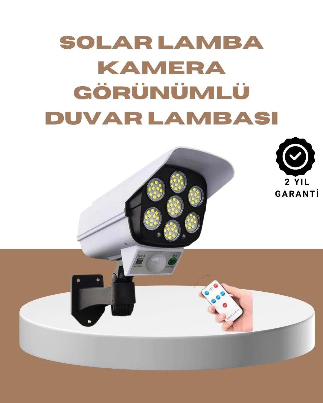 Güneş Enerjili LED Lamba + Güvenlik Kamerası Görünümlü– 5-8 m Hareket Algılamalı, Beyaz Işık Fiyatı, Yorumları ve Özellikleri