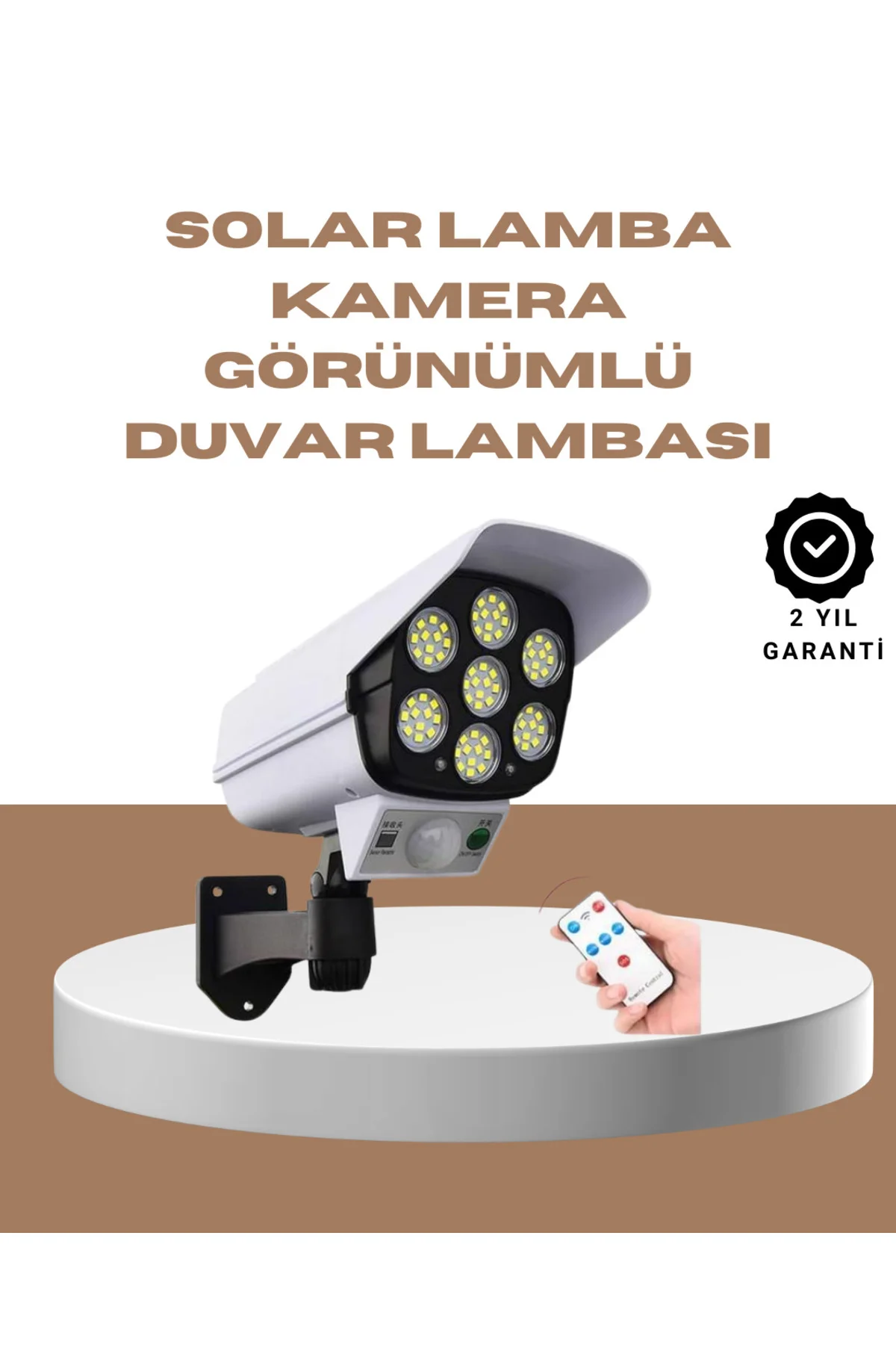 Güneş Enerjili LED Lamba + Güvenlik Kamerası Görünümlü– 5-8 m Hareket - ayr5627-7426